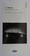 Ford Focus Price List 2001: Hatch, Saloon, Estate: CL, Zetec,Zetec ESP, LX, Ghia