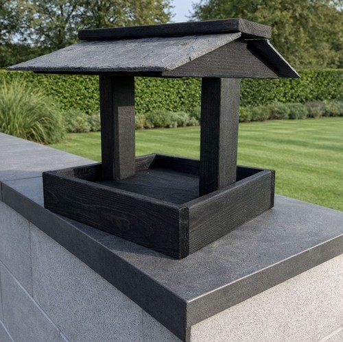 Wooden bird table slate - wooden, roof