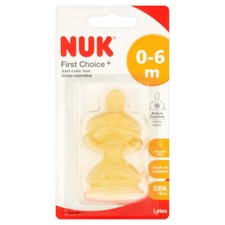 Nuk Teat First Choice+ Latex Size 2 Medium Hole 6m+ Baby Bottle Feeding New