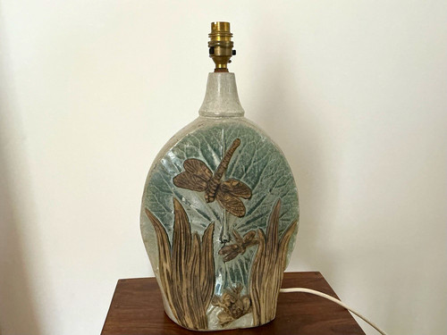Ceramic art pottery table lamp - art,