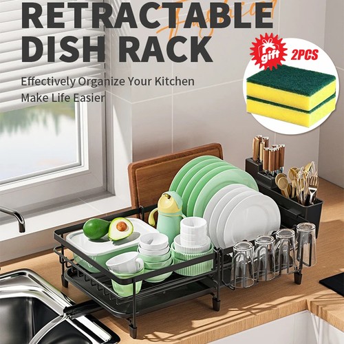 Retractable dish drainer - retractable, rack