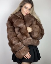 Saga Fox Fur Sable Dyed Modern Real Fur Coat