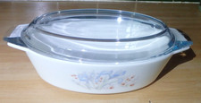Pyrex Blue Iris Oval Casserole Dish with Lid Vintage England Christmas Gift
