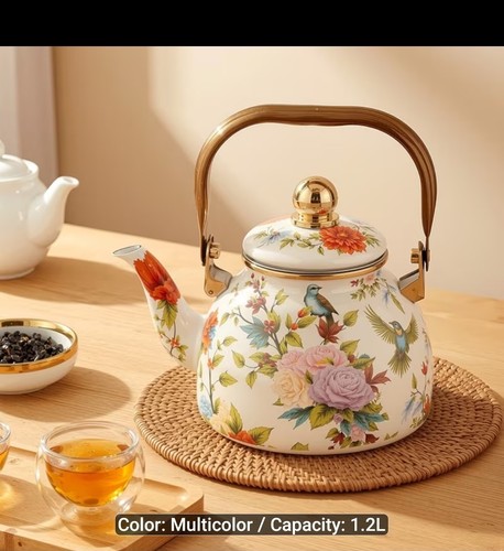 Enamel teapot floral - 1.2l,