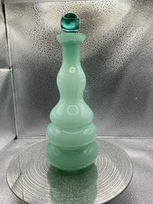 EMPOLI VERDE DECANTER ENCASED JADE GLASS GENIE STYLE White Cristal HANDBLOWN 