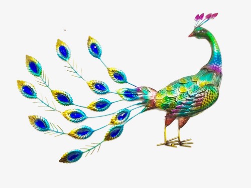 70cm colourful metal peacock - metal,