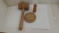 Gavel 8 1/4" long in tiger oak with a block and a free 3" palm gavel