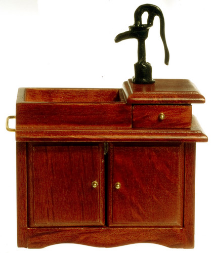 Dolls house walnut sink - walnut, with