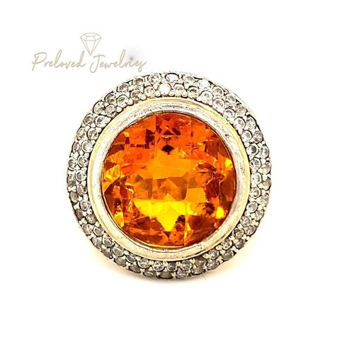 Stunning citrine cable ring - citrine/cz,