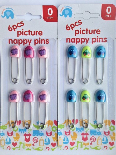 Picture nappy pins 2 designs - nappy,