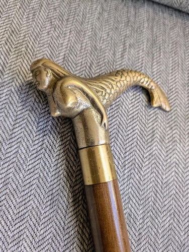 Vintage brass handle mermaid - vintage,