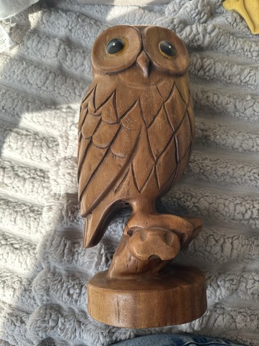 Hand carved wooden owl - wooden,