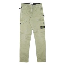 STONE ISLAND Mens Cotton Blend Slim Cargo Trousers Stone Green W28 L29 Utility