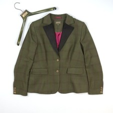 Musto Tweed Blazer Women 14 Hacking Jacket Green Check Windowpane Country Riding