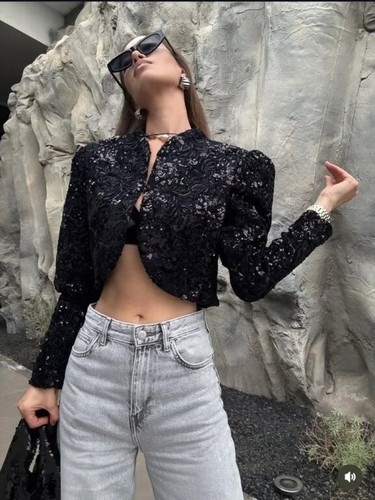 Zara sequin volume sleeve - zara,