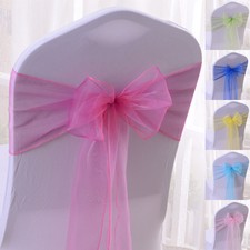 10PCS Organza Sashes Chair Cover Ribbon Belt Bowknot Chair Decoration Sashes 