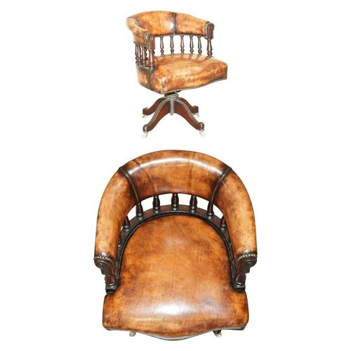 Restored brown leather william - brown,