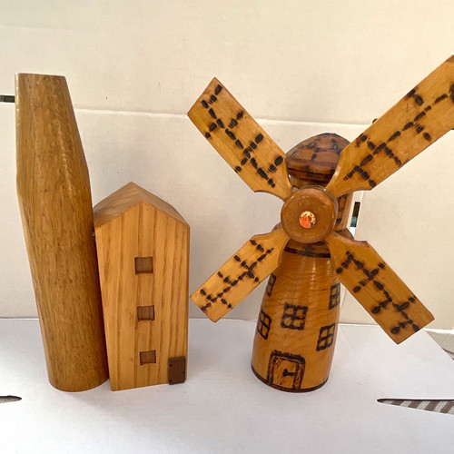Vintage wooden windmill - vintage,