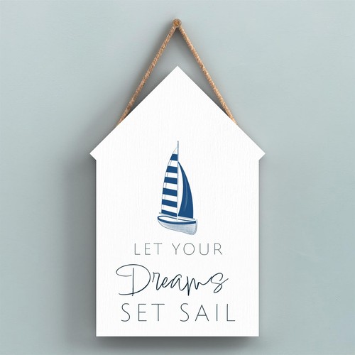 Dreams set sail coastal - set, blue