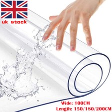 50-200CM 2MM Thick Clear Transparent Vinyl PVC Tablecloth Table Protector Cover