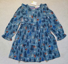 Boden Girls Frill Tiered Woven Dress Winter Scene Woodland 7-8 Years BNWT