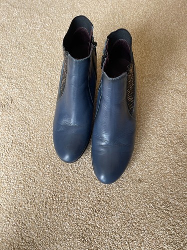 Jose saenz navy leather - navy, ankle