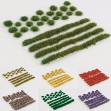 Static Grass Tufts and Strips Set - Model Railway Terrain Scenery Self-adhesive