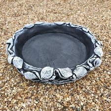 Medium Leaf Design Ground Bird Bath or Replacement Top Black and White