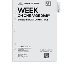 2026 or 2027 A5 Filofax COMPATIBLE Week on one page diary organiser refill
