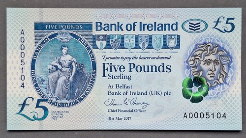 Bank ireland 5 pounds - of,