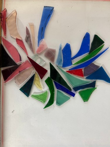 Stained glass mosaic off cuts - stained,