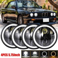 4PCS 5-3/4 5.75" LED Headlights Hi/Lo Beam Amber DRL For BMW 325i 528i 535i E30