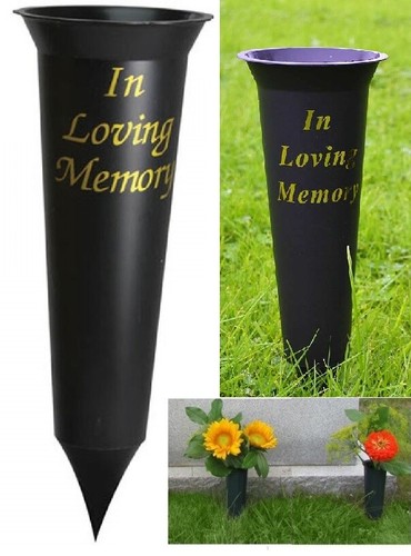 Black grave flower pot vase - black,
