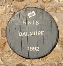 Rare 1992 Dalmore Whisky Barrel lid end 24"  Braced ready to hang