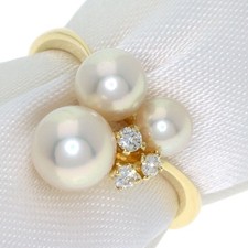 MIKIMOTO  Pearl Pearl 1P Diamond Ring K18 Yellow Gold  Ladies [Used]