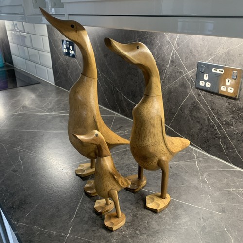 Three wooden ducks - three, small