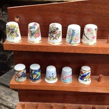Mixed Lot Of 10 Bird Design China Thimbles Theodore Paul Finsbury Palissy Shozan
