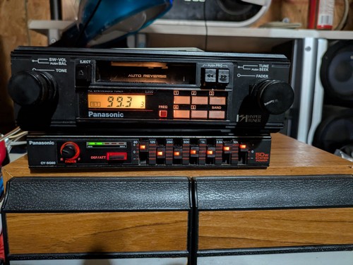 Vtg 80s panasonic car stereo - car,