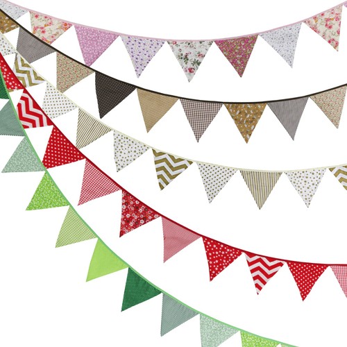 Vintage floral fabric bunting - fabric,