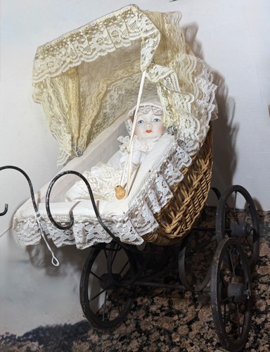 1970s vintage wicker baby - vintage, doll