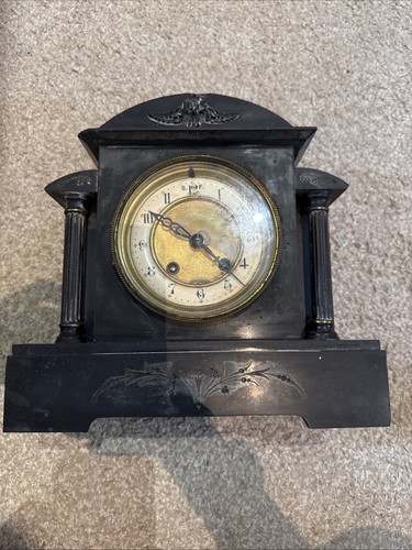 Victorian black slate mantel - victorian,