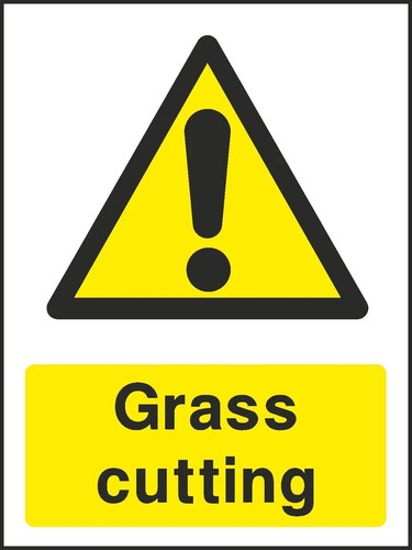 Warning grass cutting - cutting, high