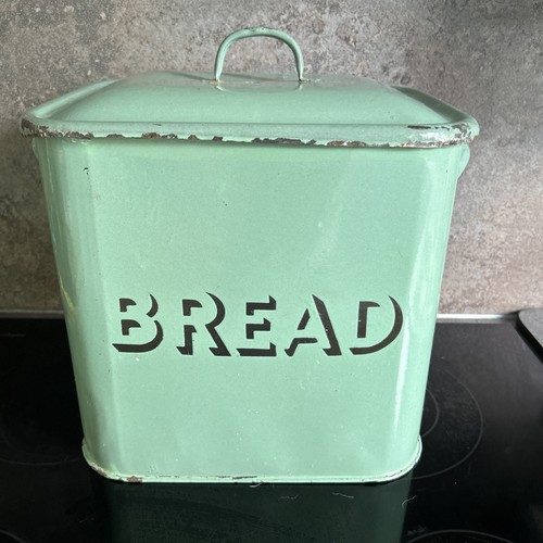 Vintage green enamel bread - vintage,