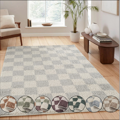 Modern checkered rug soft - modern,