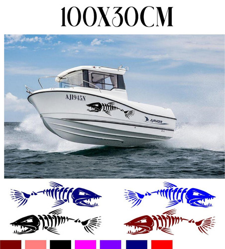 Large bone fish hull decal - bone, for