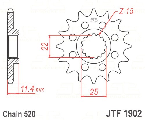 New front sprocket 520 - new, jt