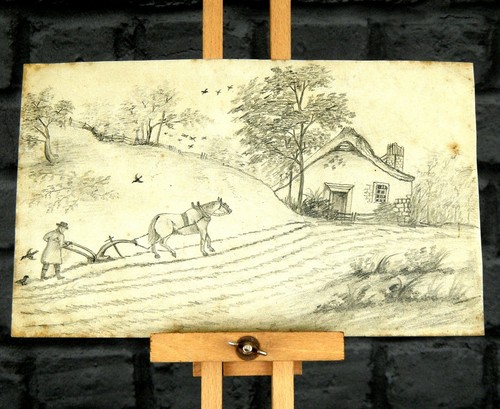Antique 1840s graphite sketch - 1840s,
