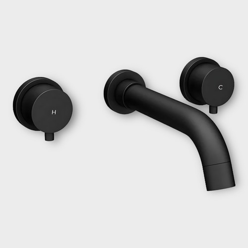 Black wall mounted tap - black,