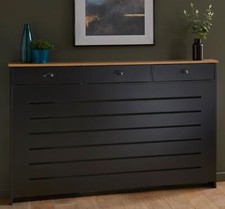 Black Radiator Cover - Large with Three Drawers 1500mm MDF Rectangular