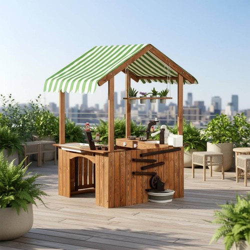 Wooden outdoor playhouse sink - outdoor,
